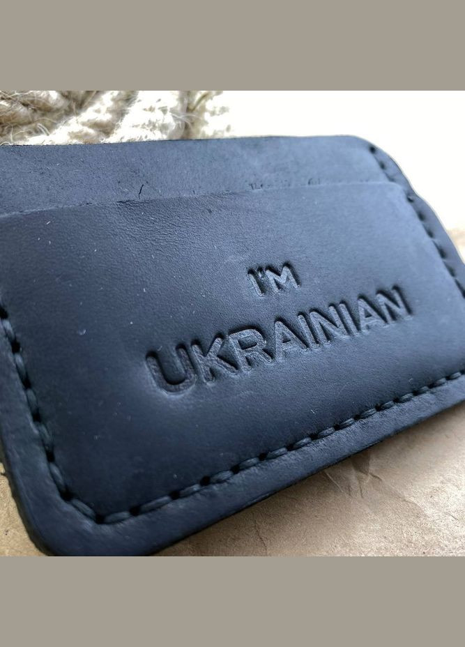 Картхолдер кожаный с тиснением UA, стильный органайзер чехол из кожи для 4 банковских карт No Brand (333705558)