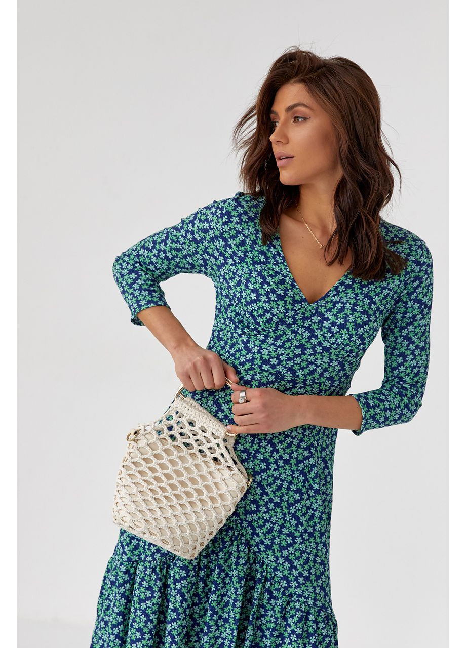 Зеленое повседневный, вечернее платье миди с цветочным принтом силуэтная Byron с цветочным принтом