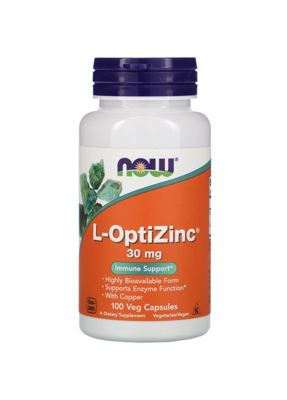 ОптиЦинк 30 мг LOptiZinc для иммунитета с повышенной биодоступностью 100 растительных капсул Now Foods (265001367)