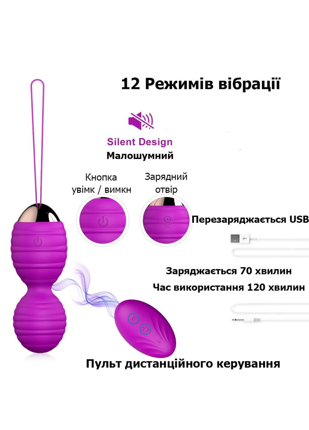Вагінальні кульки (тренажер Кегеля) з вібрацією та дистанційним керуванням Melao (284279178)