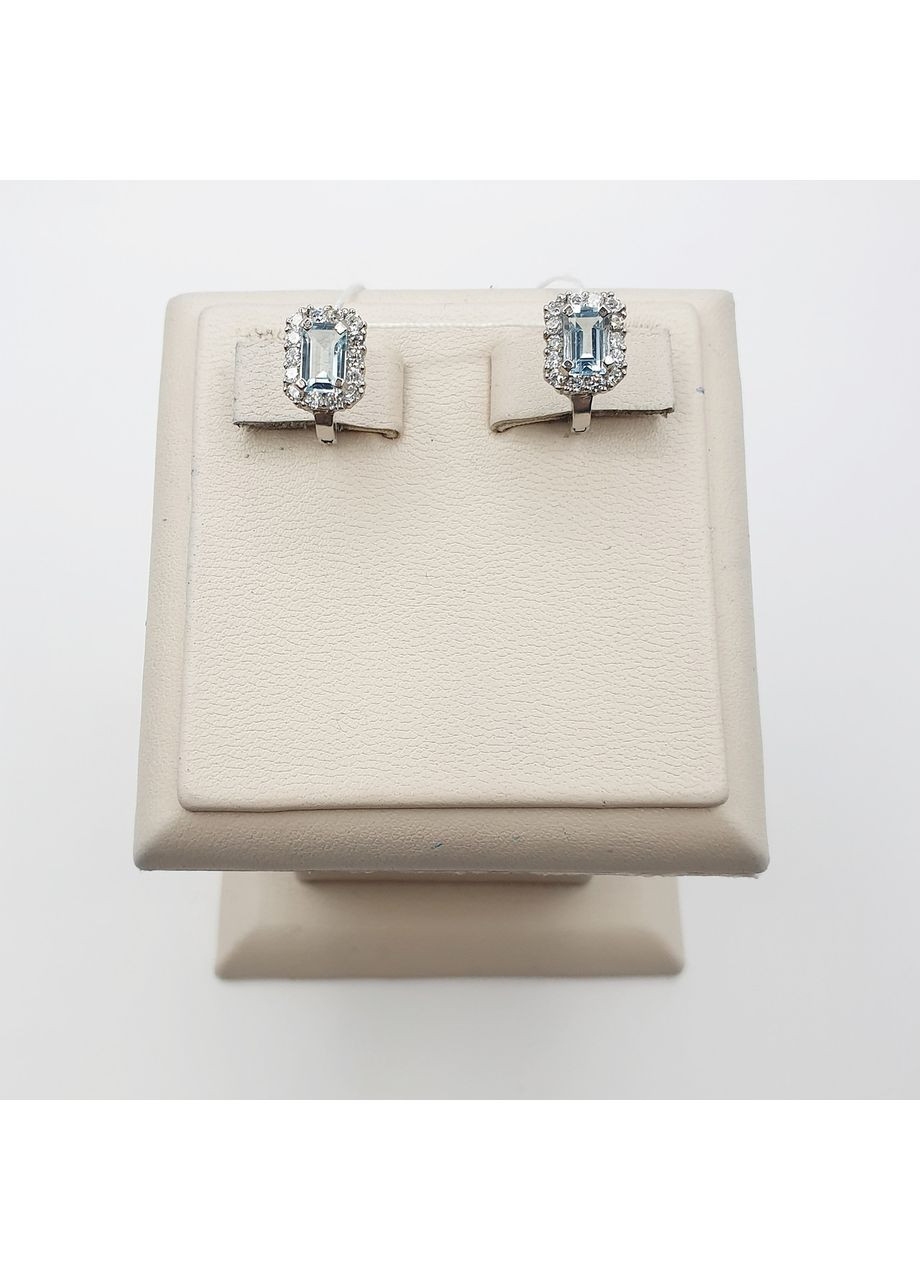 Сережки срібні з блакитним топазом 2,97 г No Brand (369737208)