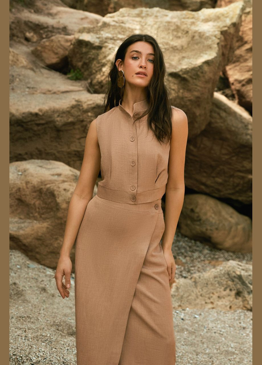 Спідниця на запах на гудзику. Бежевий Seventeen (345707891)