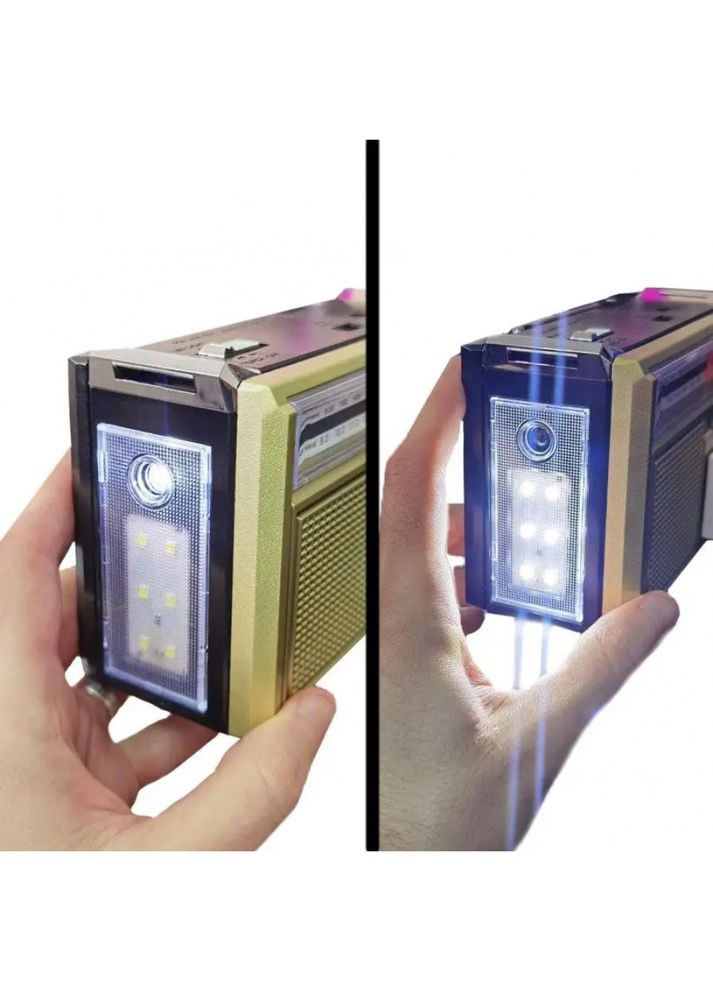 Радіоприймач багатофункціональний портативний з ліхтариком LED USB AUX RX-382 радіо FM/AM/SW Золотистий Golon (313109973)