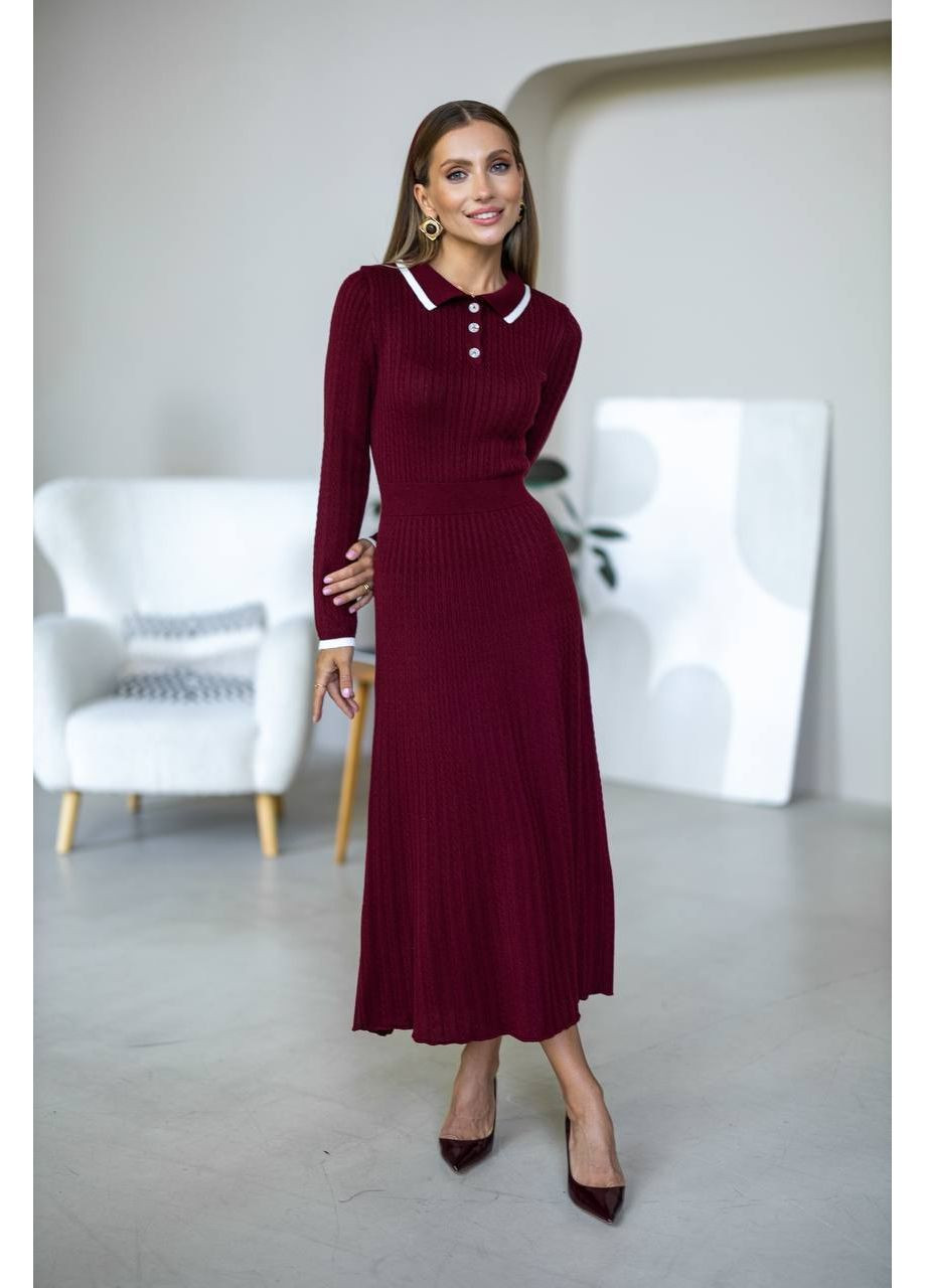 Бордова повсякденний сукня жіноча а-силует KaraMix однотонна