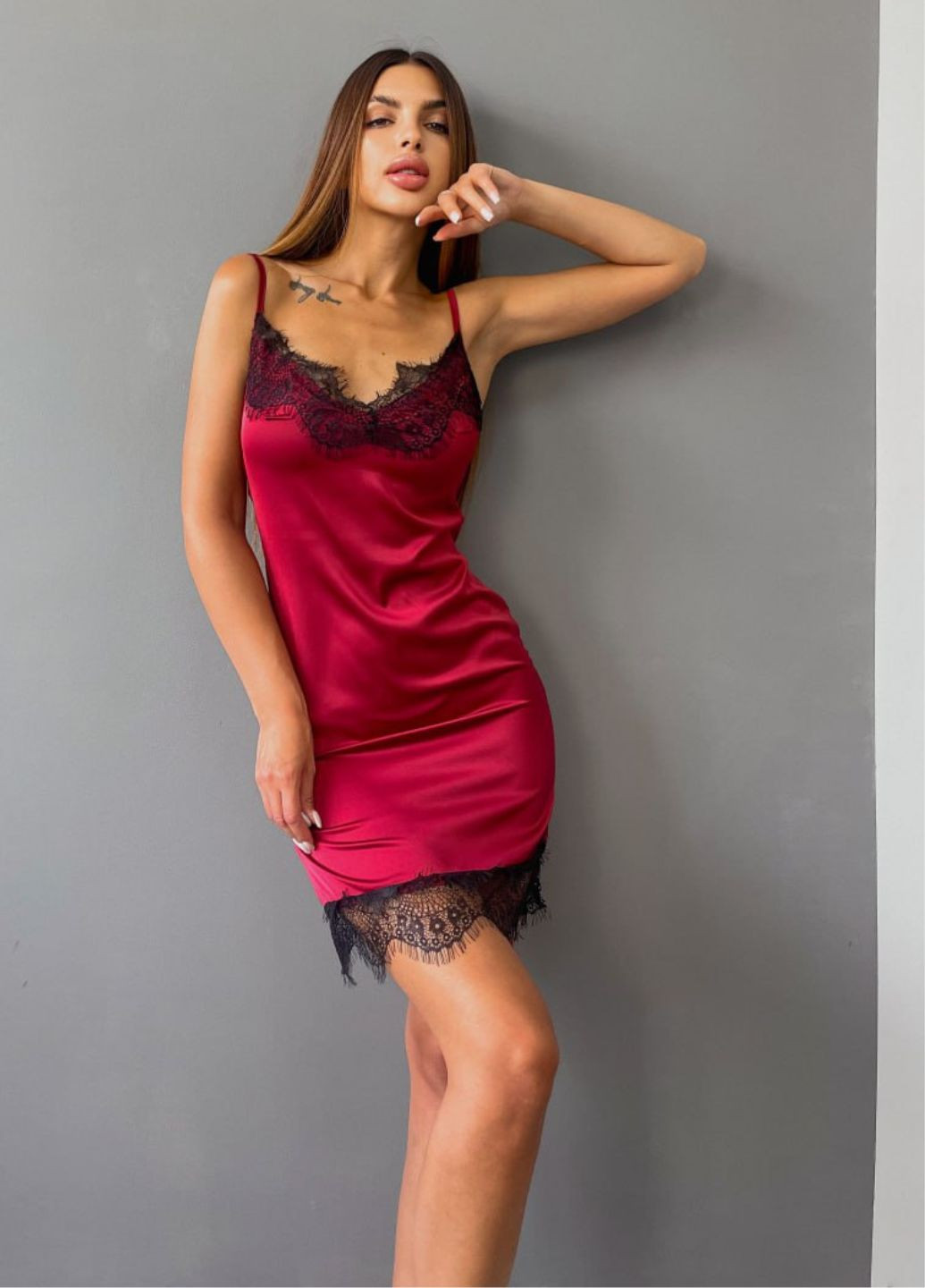 Шелковая ночная рубашка на тонких бретелях Allthings (322651933)