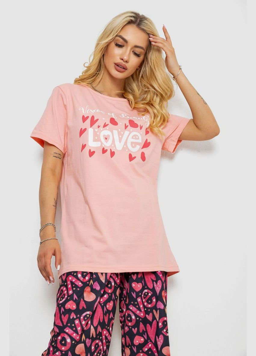 Персикова піжама жіноча з принтом Polkan 243R10388