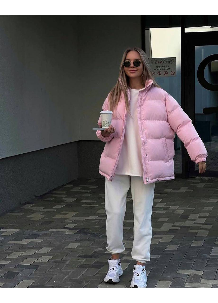 Рожева зимня тепла жіноча куртка із матової плащівки з утепленням — заміри в описі куртка-пальто DK/DL Мода без кордонів