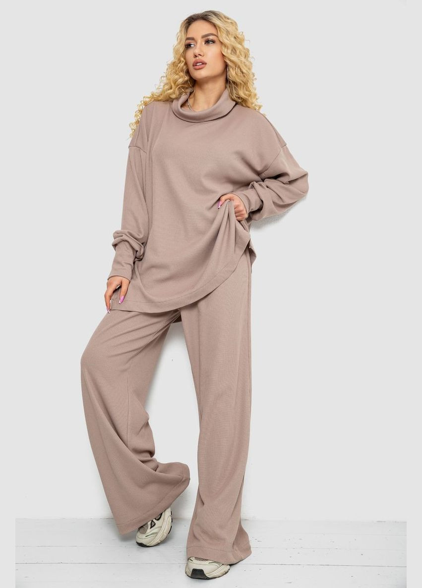 Костюм женский однотонный вафельный бежевый размер 4XL-5XL (sku_102R410) No Brand (324101945)