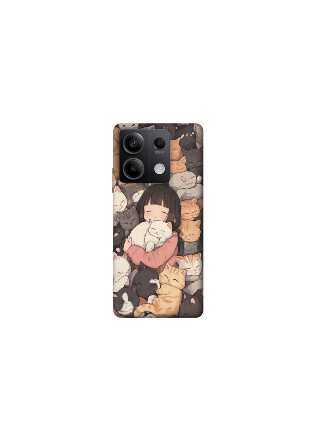 Чехол на Xiaomi Redmi Note 13 5G Girl with cats Frontalka (354181887)
