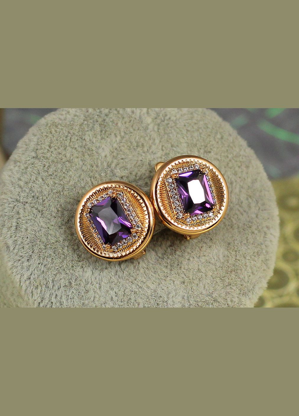 Сережки Мексика з фіолетовим каменем 1,5 см золотисті Xuping Jewelry (316434163)