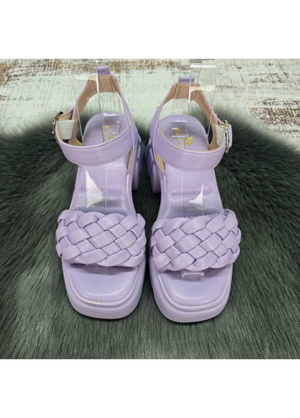 Сиреневые босоножки женские сиреневые на платформе Башили с ремешком