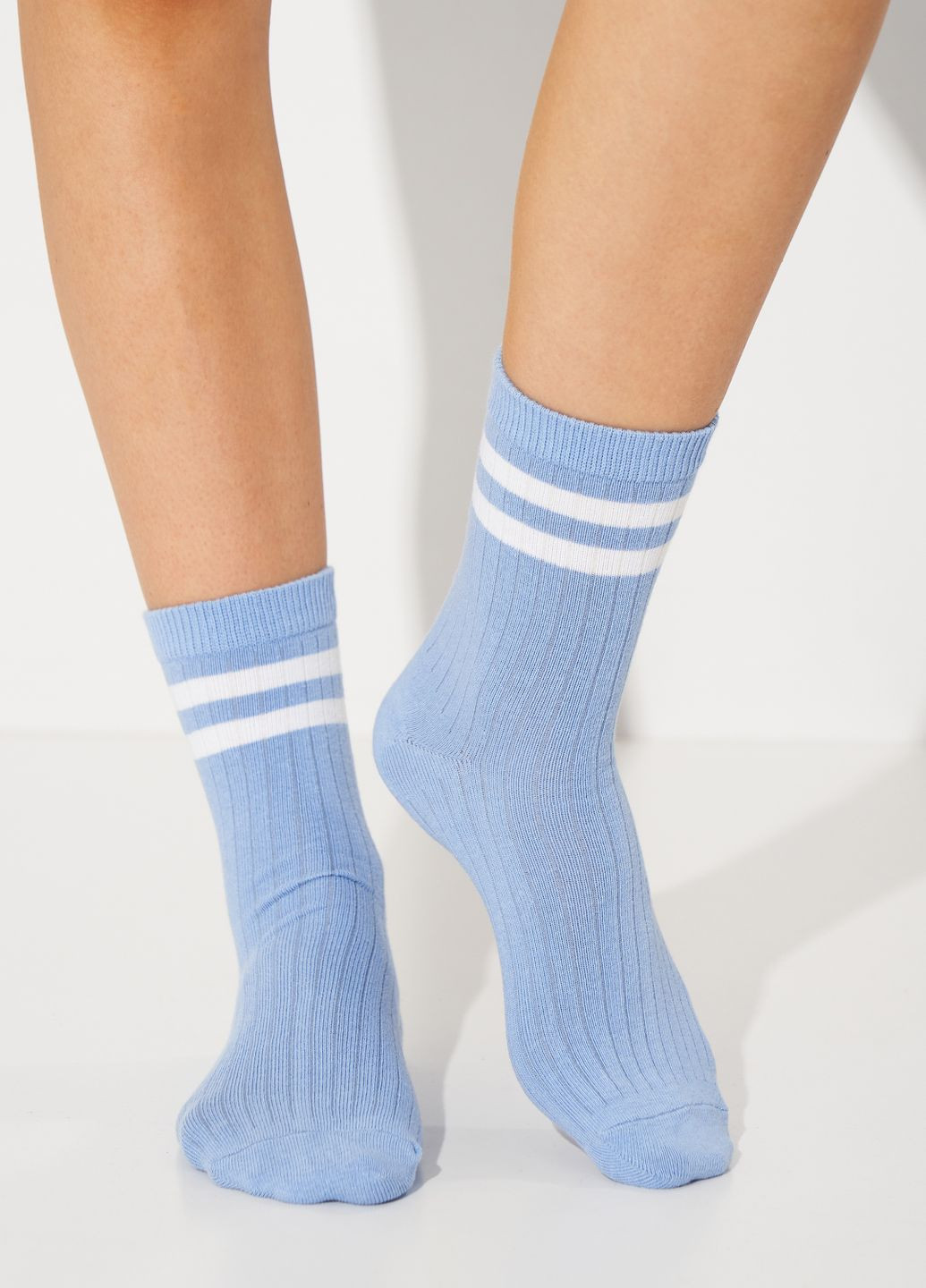 Блакитні шкарпетки з бавовни H&M однотонні (360937791)