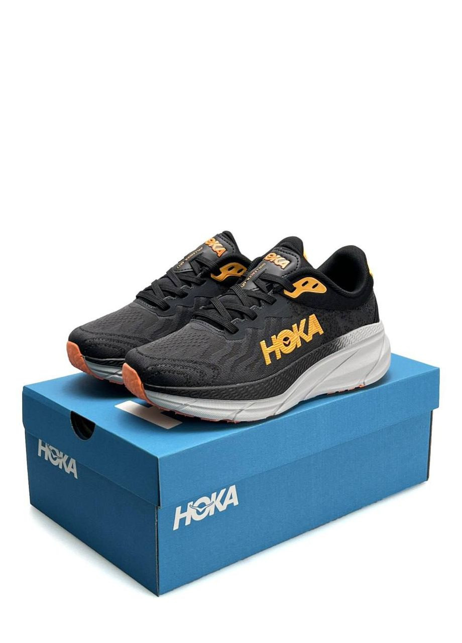 Серые летние кроссовки мужские hoka No Brand Challenger ART 7 Black Grey Orange
