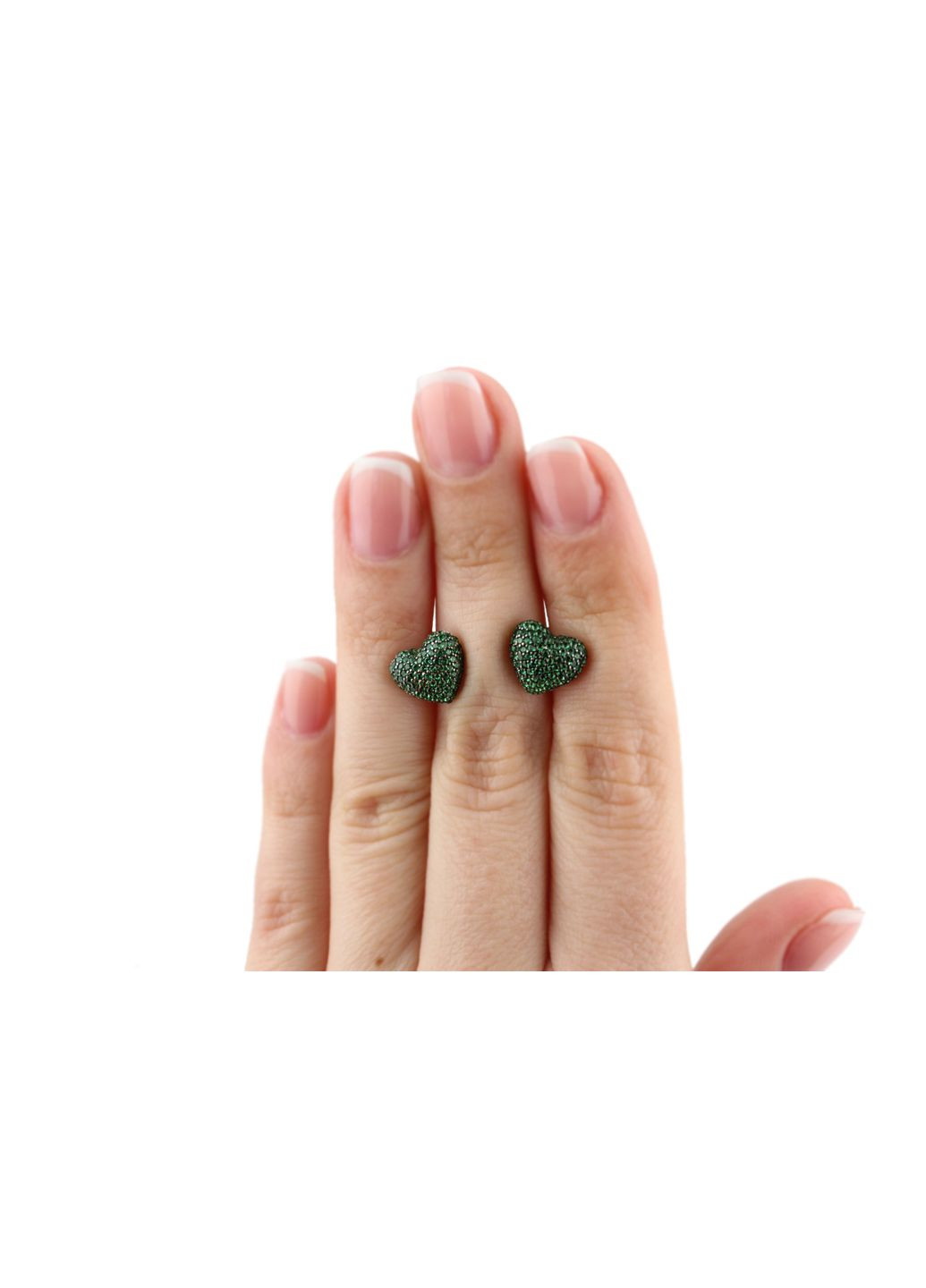 Серьги пусетигвоздики серебряные с цирконием Сердце с камнями 2434/9рз No Brand (316397942)