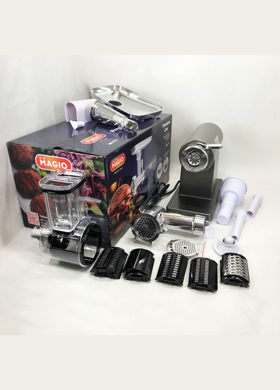 Мясорубка MG-271 Premium Line, Электрическая мясорубка с насадками, Электромясорубка для шинковки Magio (364663844)