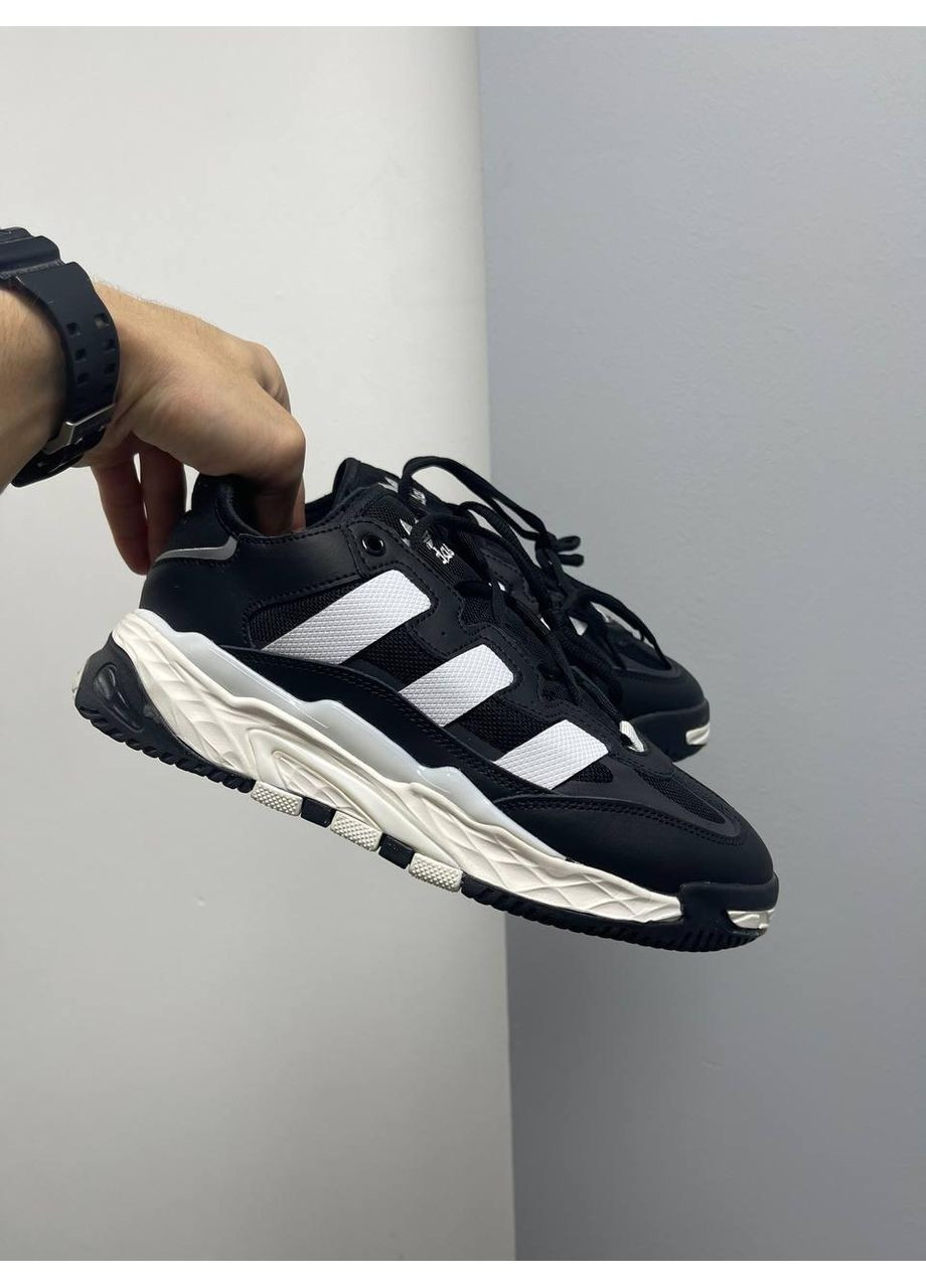 Чорні Осінні кросівки чоловічі adidas niteball black white v3 адідас найтбол No Brand