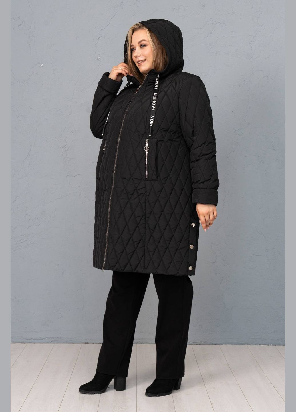 Чорне зимнє Осіннє стьобане пальто ЕТЕР чорне Tatiana