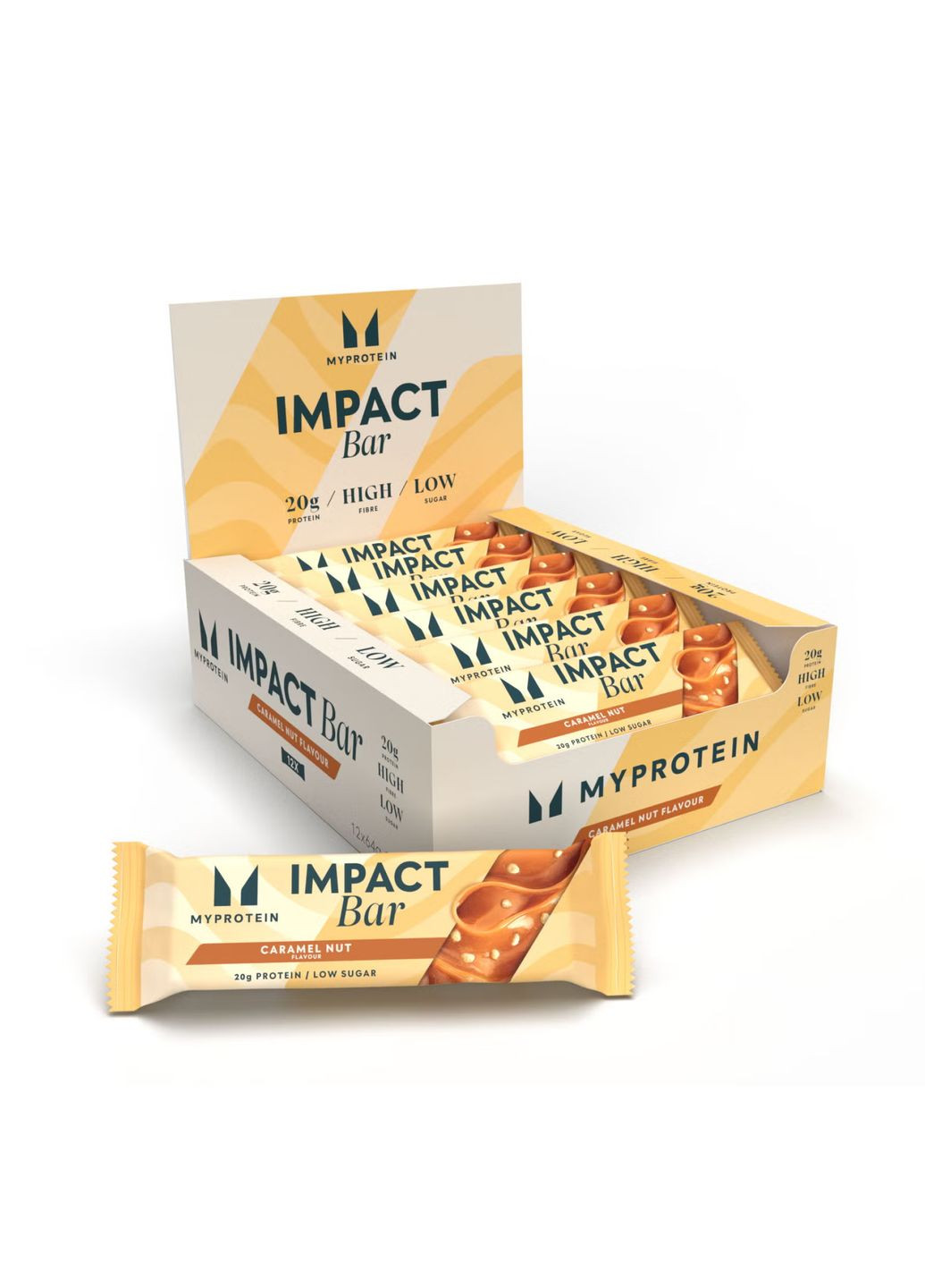 Протеиновый батончик для мужчин Impact Caramel Nut 64г низкое содержание сахара Myprotein (367957001)