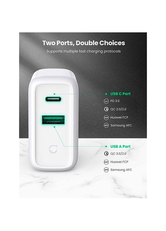 Зарядний пристрій CD170 36W USB/Type-C Charger White (UGR-60468) Ugreen (323086540)