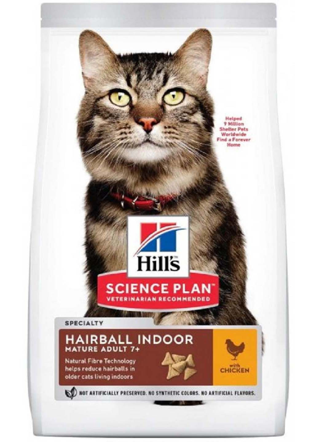 Сухой корм для выведение шерсти из желудка пожилых домашних кошек SP Mature Adult 7+ Hairball Indoor 1.5 кг HILLS (286473050)