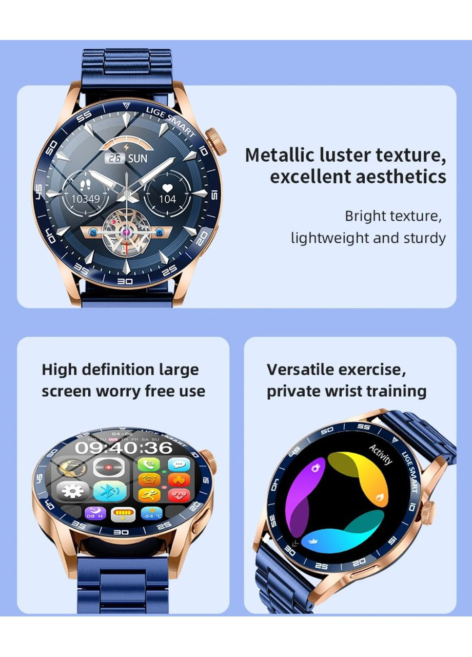 Розумний годинник 2 ремінці Smart Watch 2025 з Bluetooth-дзвінками, IP68, моніторингом здоров’я, голосовим помічником Lige (363967260)