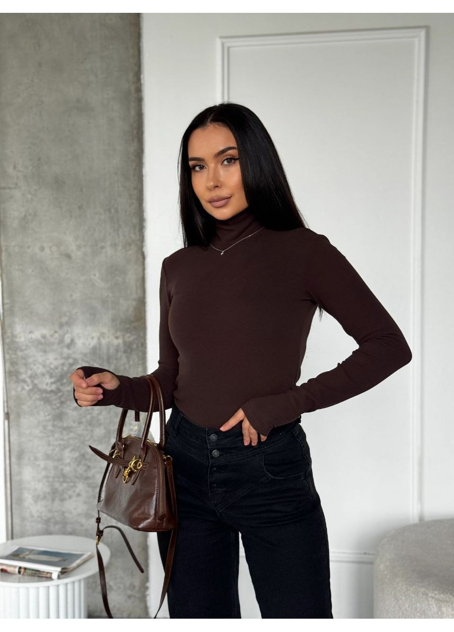 Коричневый демисезонный женский термогольф коричневого цвета 35384 No Brand