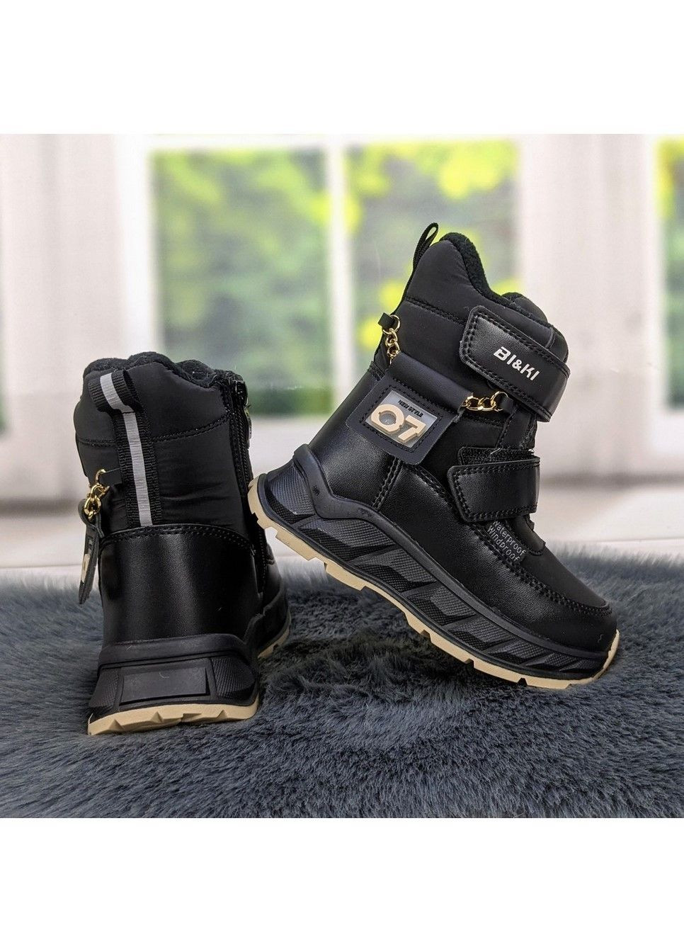 Черные повседневные зимние ботинки дутики зимние детские для девочки Biki