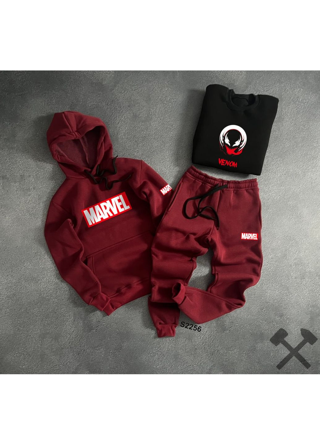 Сет чоловічий спортивний худі, світшот, штани Марвел зимовий No Brand (361879457)