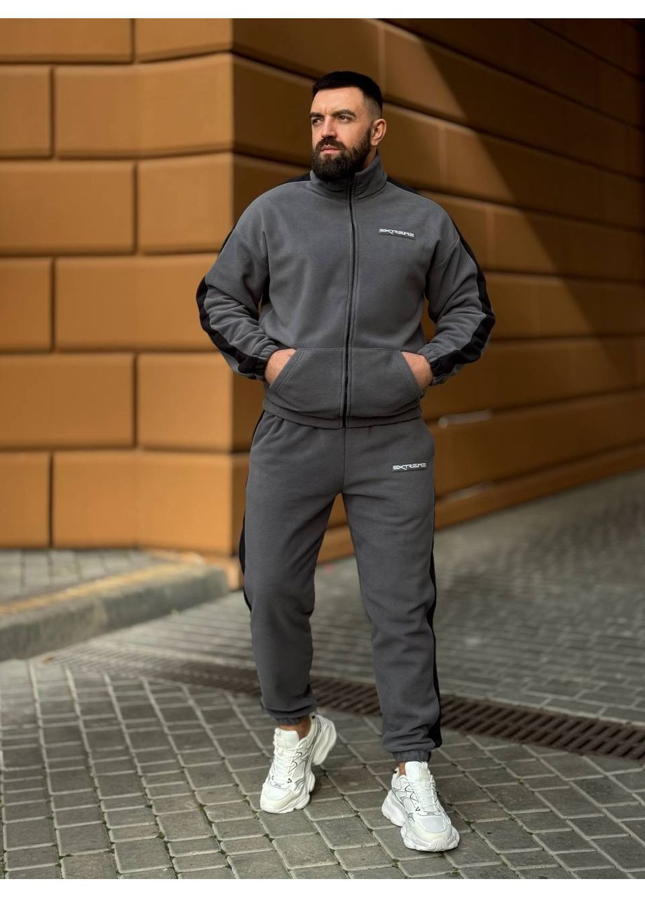 Теплий чоловічий костюм на змiйцi з флiсу графiтового кольору 35731 Fashion (366571202)