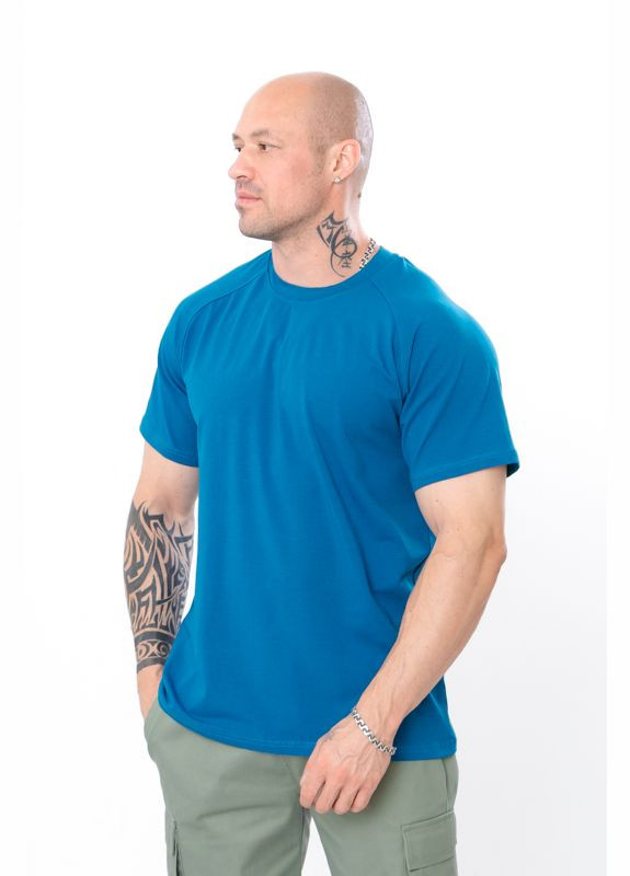 Бирюзовая футболка-реглан мужская (p-10203) с коротким рукавом Носи своє