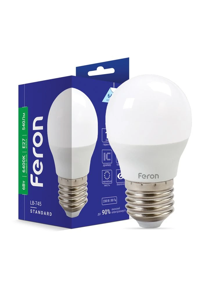 Светодиодная лампа LB-745 6 Вт E27 6400 K Feron (388344772)