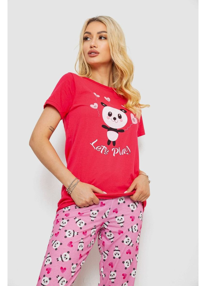 Розовая всесезон пижама женская с принтом,, 243r15888 Polkan