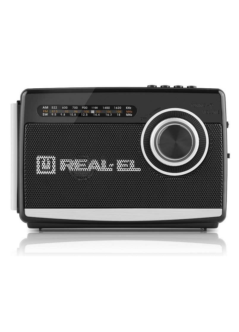 Радіоприймач 1.0 X-510 Black, 3 Вт, пластиковий корпус, FM/AM/SW, USB, SD/microSD, акумулятор, ліхтарик Real-El (362474784)