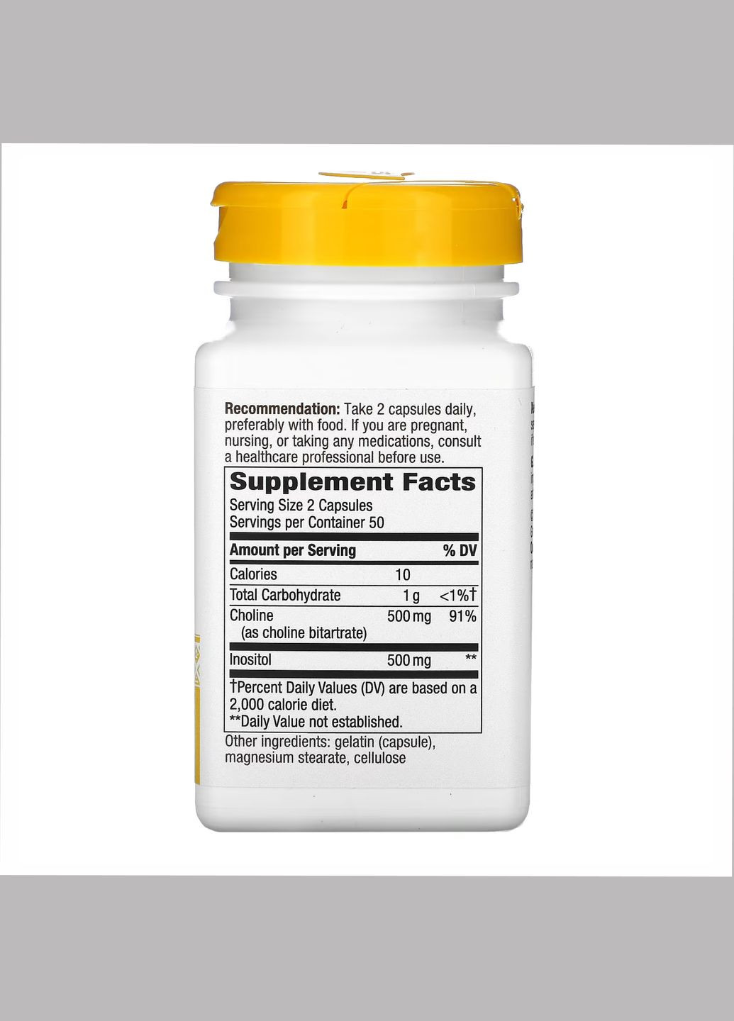 Добавка для мозку Холін та Інозитол 1000 мг 100 капсул без глютену Nature's Way (367957666)