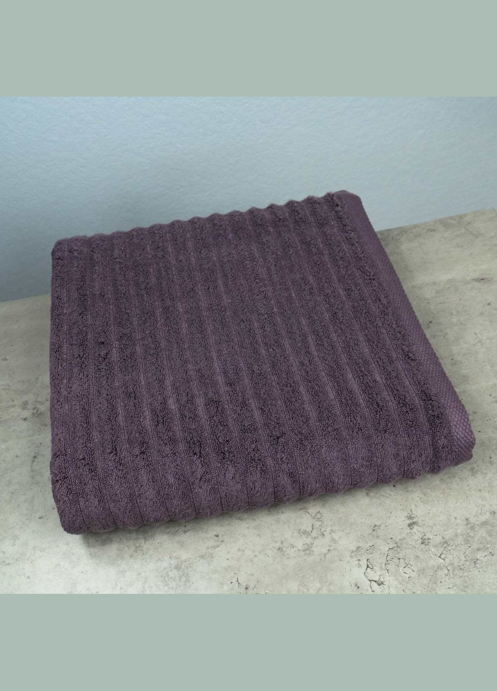 Большое банное махровое полотенце 100x150см Премиум качества Зеро Твист Bubbles 550г/м2 (Виноградный) GM Textile серо-синий