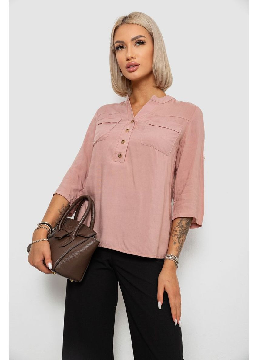 Пудровая блуза однотонная,, 230r97-2 Ager