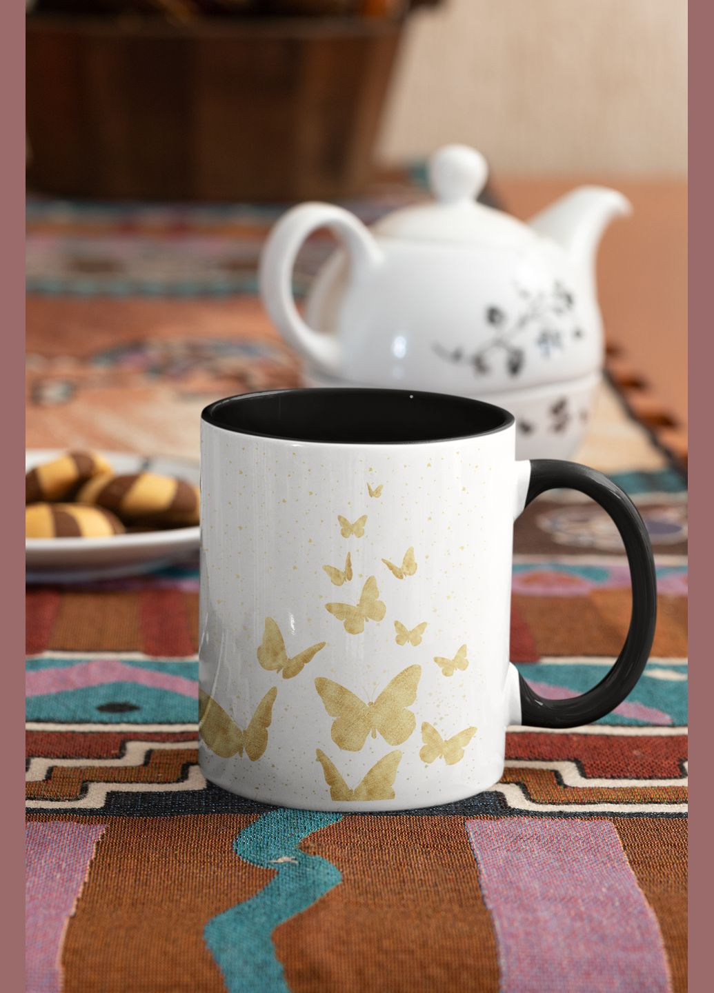 Чашка керамическая с принтом "Не Учительница золото" 330 мл, белая с черной ручкой No Brand (324262451)