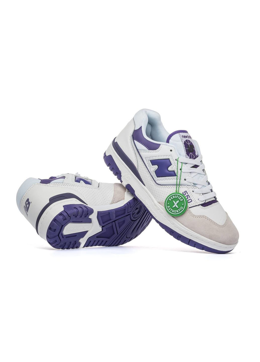 Белые демисезонные кроссовки мужские white purple, вьетнам New Balance 550