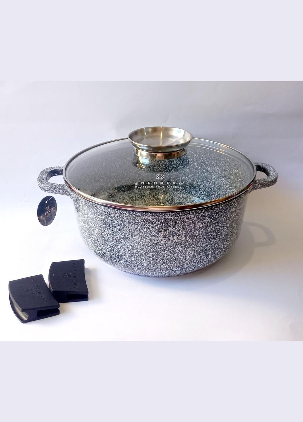 Каструля EB-3979 з кришкою 5.6 л кругла Сіра Edenberg (300079348)