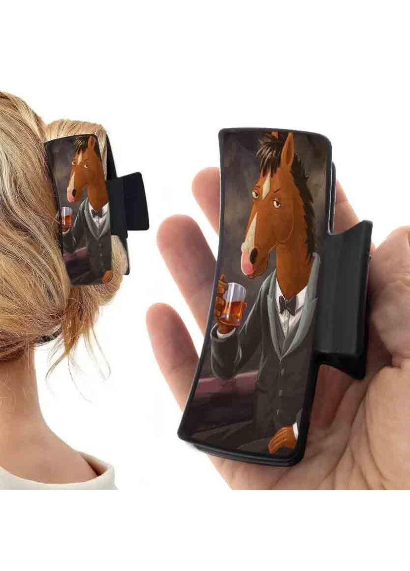 Заколка крабик для волосся жіноча затискач шпилька Мультсеріал Кінь БоДжек #003 чорна No Brand (315630772)