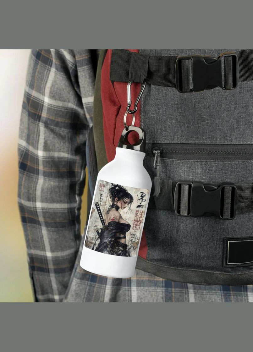 Фляга (бутылка) для воды с карабином Самурай Металлическая #04 500 мл Белый No Brand (323639486)