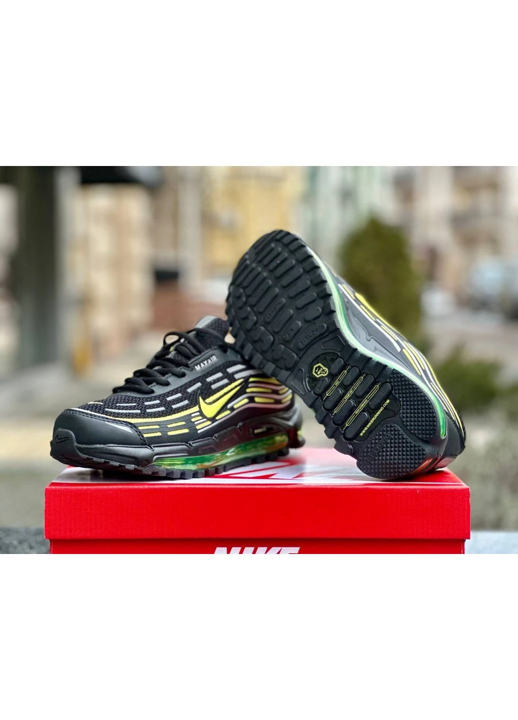 Черные демисезонные кроссовки мужские nike air max tl 2.5 black green найк аир макс тл 2.5 черные No Brand