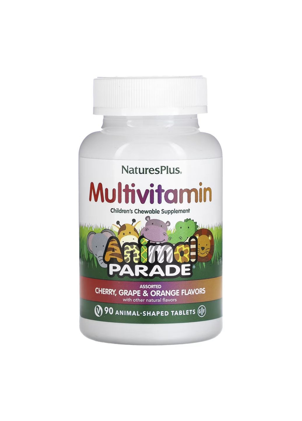 Жувальні вітаміни для дітей Animal Parade 90 табл вишня виноград апельсин Nature's Plus (367956080)