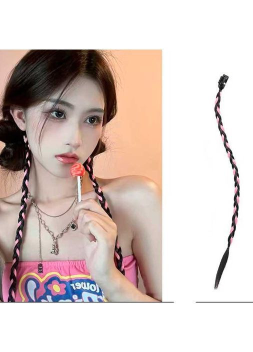 Канекалон тонкие косички на шпильке 45 см "Черно-розовый" Накладные косы No Brand (366892166)