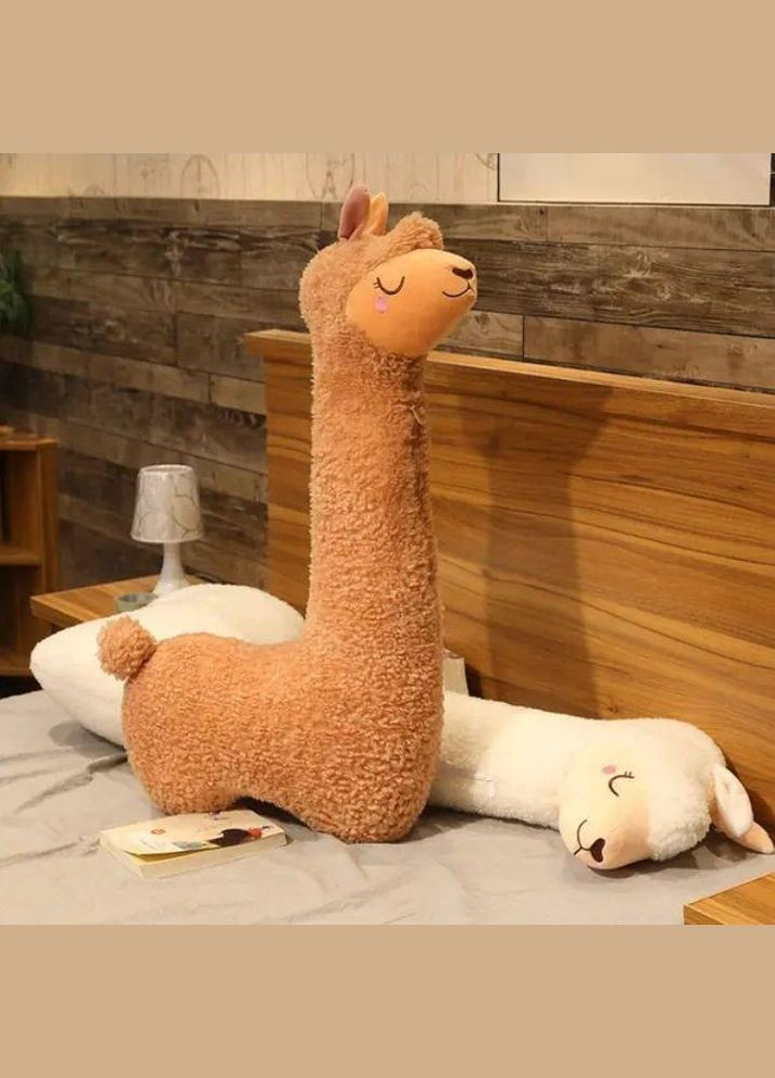 Альпака 70 см. М'яка плюшева іграшка Альпака 70 см, Лама подушка обіймашка, Альпака коричнева КІМ (303137208)