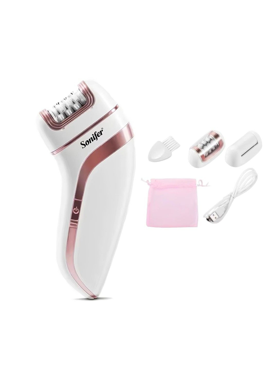 Епілятор 3 in 1 SF-9551 бездротовий акумуляторний з 3 насадками жіночий Білий Sonifer (303835246)