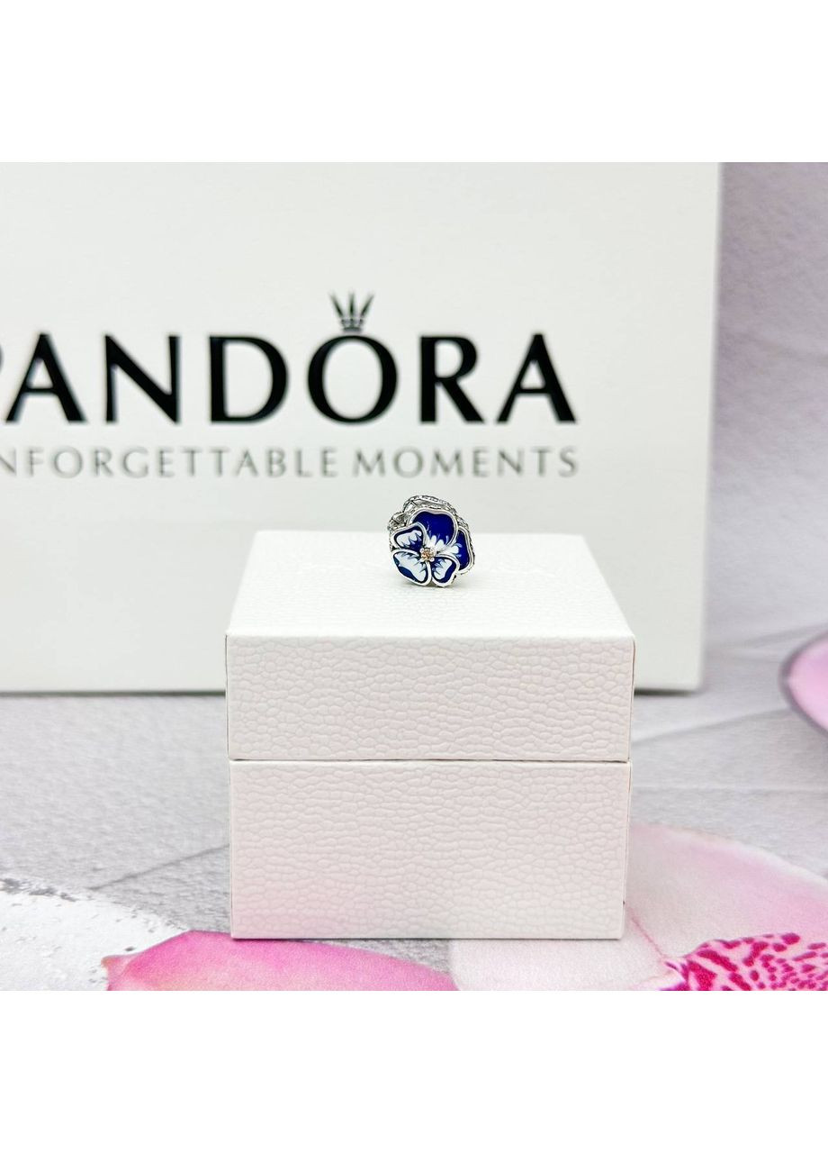 Серебряный шарм Пандора "Голубая фиалка" 790777C02 Kabluchka (355344462)