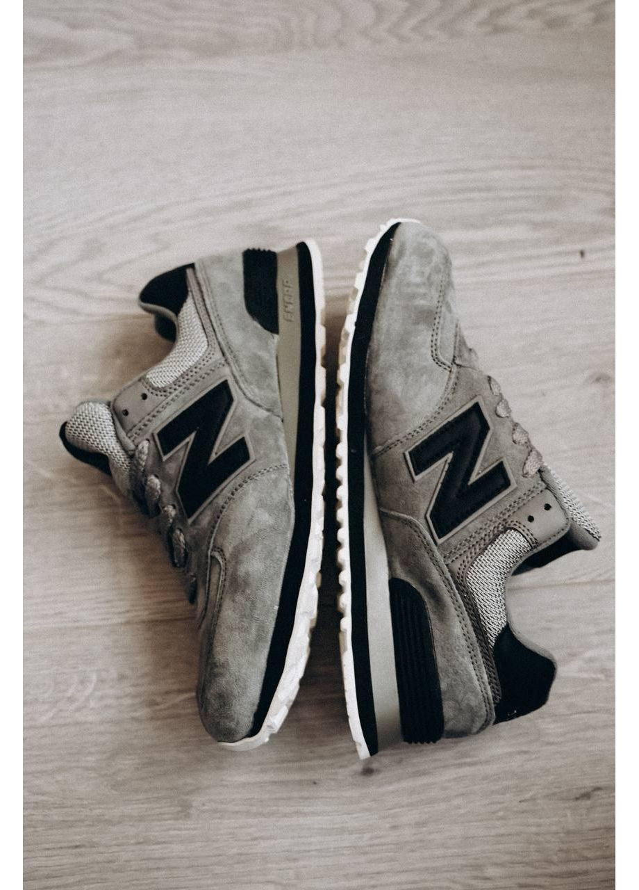 КРОССОВКИ ЖЕНСКИЕ NEW BALANCE 574 GREY BLACK V2 НЬЮ БЕЛАНС 574 No Brand серые демисезоны (368884556)