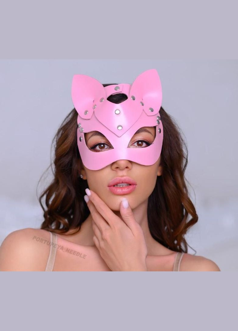 Еротична маска для рольових ігор Кішка з еко-шкіри Рожевий (2104618306) No Brand (322769178)