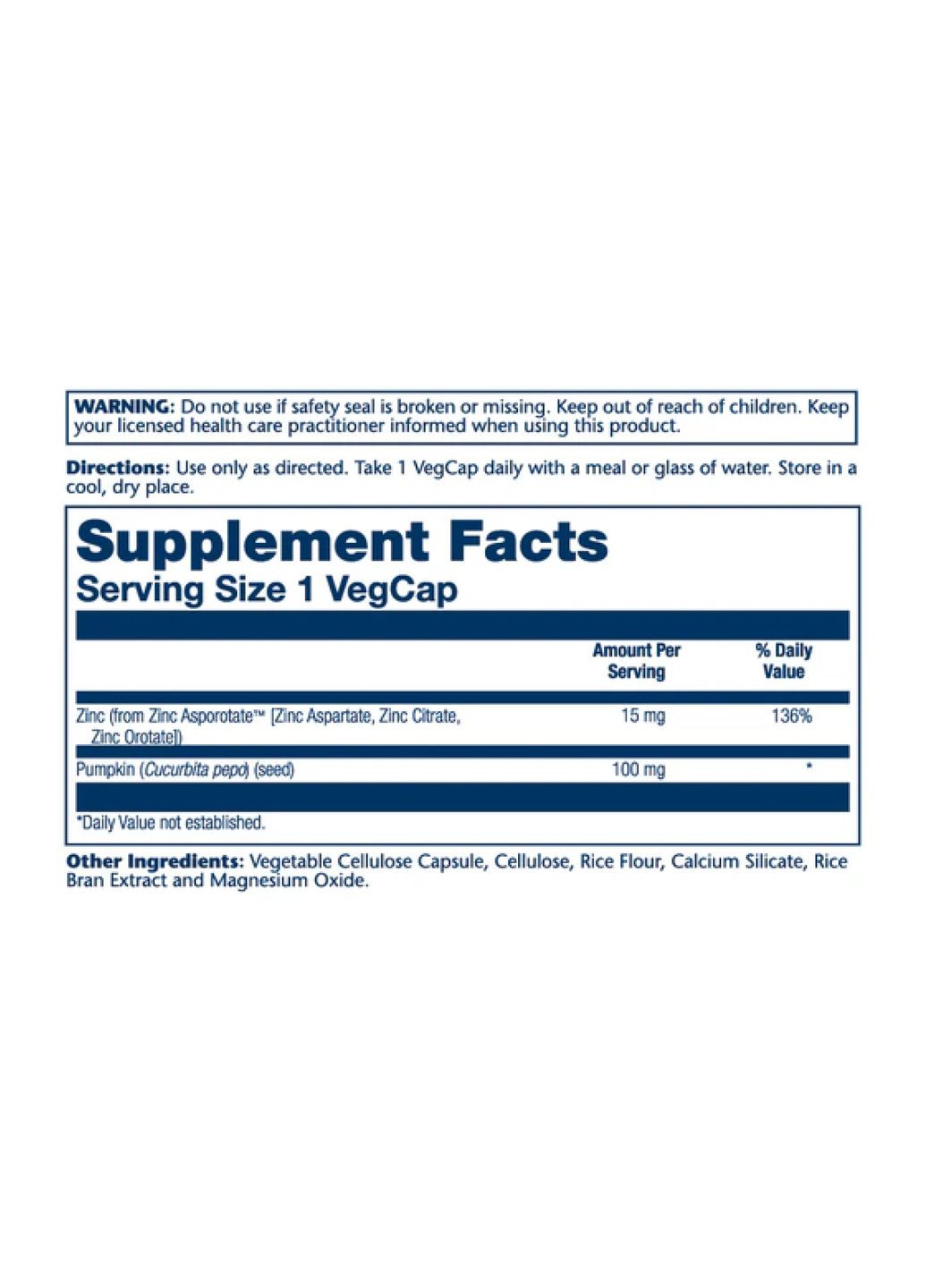 Цинк для иммунной системы Zinc Asporotate 15мг 100 капсул вегетарианских Solaray (367957484)